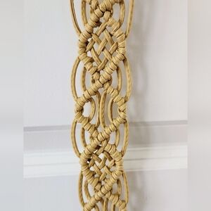 Vintage-Inspired Hand-Knotted Macramé Belt in Honey Vegan Leather